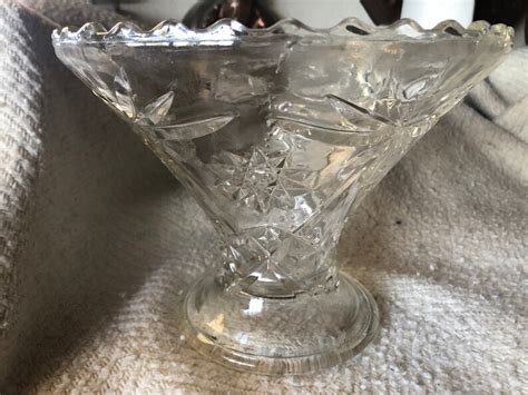 Vintage Cut Glass Pedestal Bowl Etsy