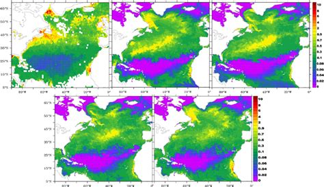 Monthly Averaged Surface Chlorophyll Concentrations For April In Mgm Download Scientific