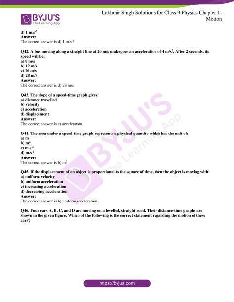 Lakhmir Singh Physics Class 9 Solutions For Chapter 1 Motion Free PDF