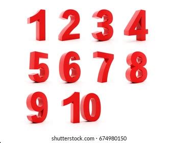 Set 3d Red Numbers Sign 3d Stock Illustration 1727700166