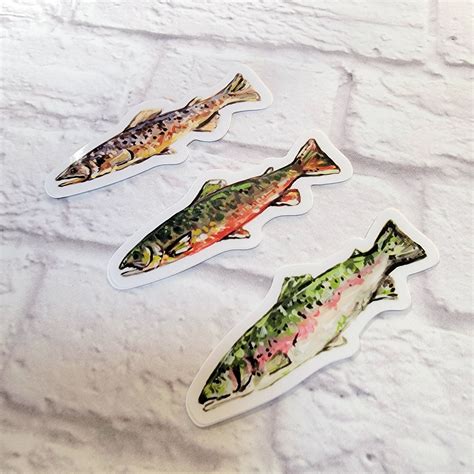 Trout Vinyl Sticker Trout Fish Water Bottle Sticker Brook Etsy