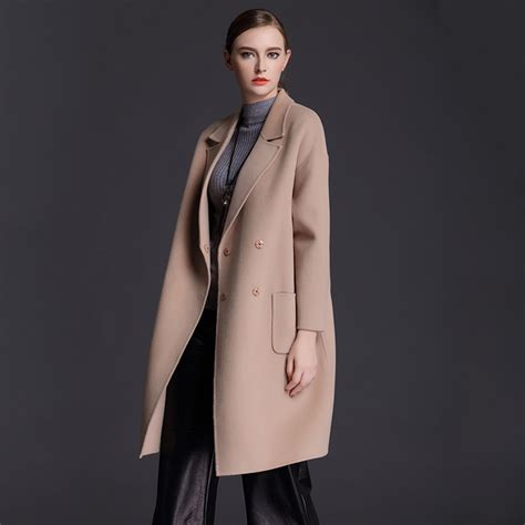 2016 New 2016 Women Long Coat Double 90 Wool Blend Cashmere Overcoat