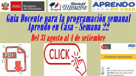 Gu A Docente Para La Programaci N Semanal Aprendo En Casa Semana