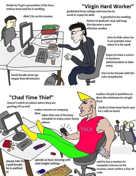 Virgin Hard Worker Vs Chad Time Thief Justneckbeardthings