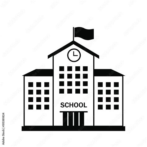 School icon. Flat vector illustration isolated on white background.High school building icon ...