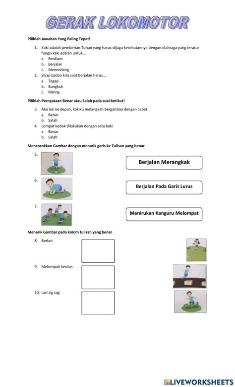 Gerak Dasar Lokomotor Worksheet Live Worksheets