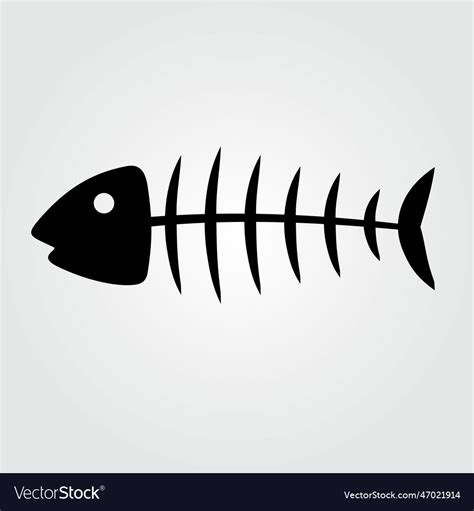 Fish skeleton icon isolated on white background Vector Image