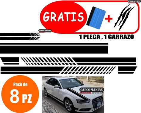 Kit Sticker Franjas Cofre Lateral Espejo Auto Camioneta Progresando