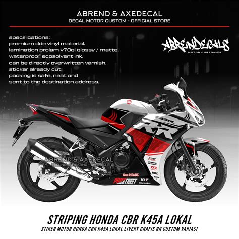 Jual STRIPING CBR K45 A GRA HIC RR CUSTOM VARIASI STIKER MOTOR HONDA