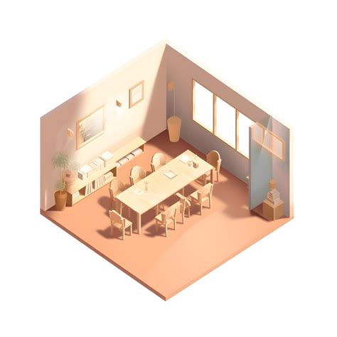 Premium AI Image Interior Of A Cafe Isometric View 3D Rendering