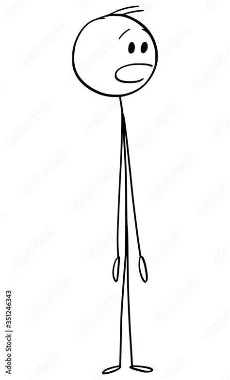 Vector Cartoon Stick Figure Drawing Conceptual Illustration Of Shocked