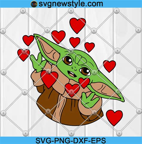 Valentine Baby Yoda Svg Yoda Valentine Svg Valentine Day