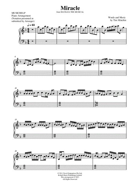 Musichelp Miracle Sheet Music Piano Solo In F Major Download And Print Sku Mn0269246