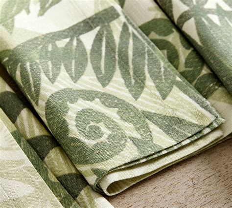 Fern Botanical Organic Cotton Napkins Set Of Pottery Barn