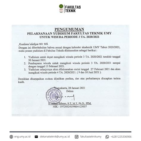 Pengumuman Yudisium Untuk Wisuda Periode Iii Ta Fakultas Teknik