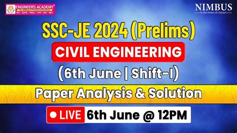 SSC JE 2024 Civil Paper Analysis SSC JE 2024 Civil Engineering Exam