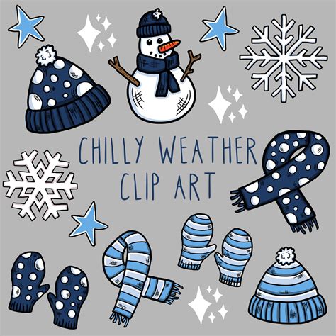 Winter Weather Clipart 14 X PNG Images Hat Scarf - Etsy