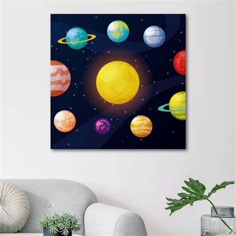 OWNTA Universe Space Planets Sun Pattern Canvas Wall Art Paintings For