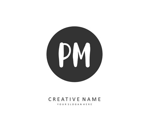 P M PM Initial Letter Handwriting And Signature Logo A Concept