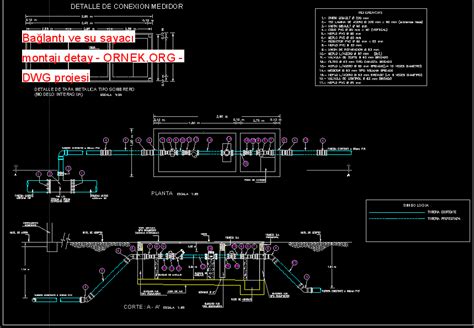 Proje Sitesi Bağlantı ve su sayacı montajı detay Autocad Projesi