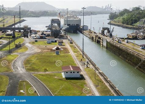 Cargo Ship Entering Lock At Panama Canal Editorial Photography Image