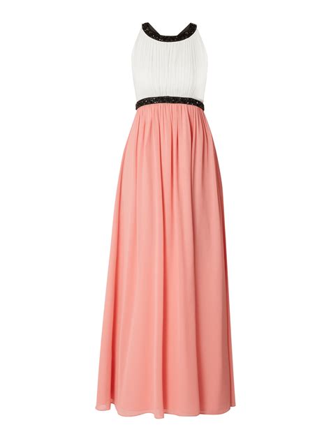 Jake S Cocktail Two Tone Abendkleid Mit Ziersteinbesatz Koralle