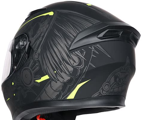 Casco Moto Integrale Doppia Visiera Cgm S Indian Nero Giallo Fluo