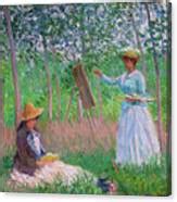 In The Woods At Giverny Blanche Hoschede At Her Easel With Suzanne