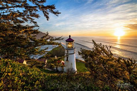 Sunset Light on Heceta Lighthouse - Oregon Photography