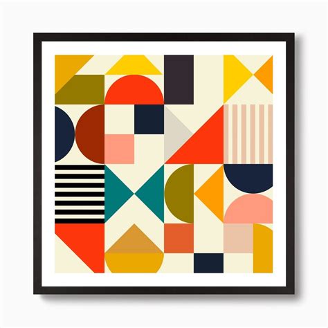 Mid Century Bauhaus 1 Square Art Print Artofit