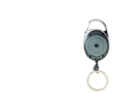 Corporate Express Card Reel With Snap Lock Key Ring Charcoal Winc