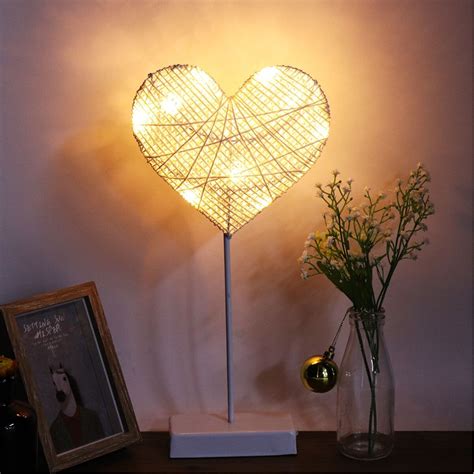 Led Heart Love Shape Night Light Vines Molding Lamp White Rattan