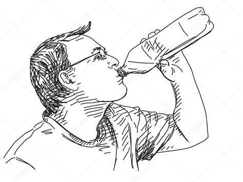 Sketch Of Man Drinking Water Stock Vector Image By Olgatropinina