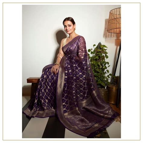 Dia Mirzas Purple Benarasi Sari By Anita Dongre Is A Handloom