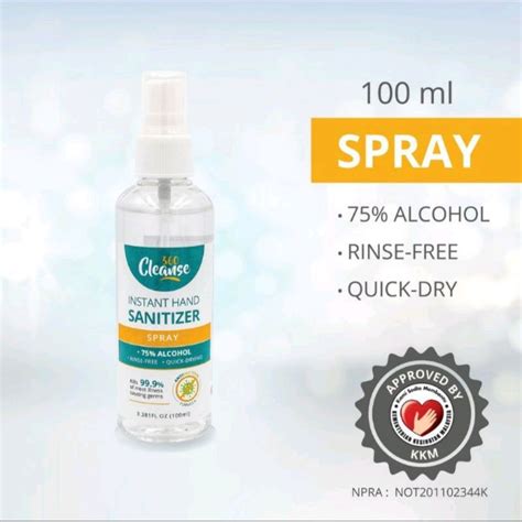 Cleanse Ml Instant Hand Sanitizer Spray Alcohol Shopee