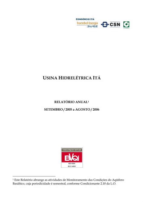 Pdf Usina Hidrel Trica It Licenciamento Ibama Gov Brlicenciamento