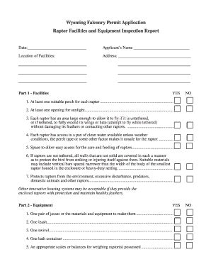 Fillable Online Wgfd Wyo Falconry Inspection Form Wyoming Game Fish