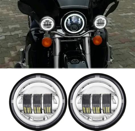 Autokun 4 5 Inch Led Fog Lights With White Halo Ring Angel Eyes 1 Pair