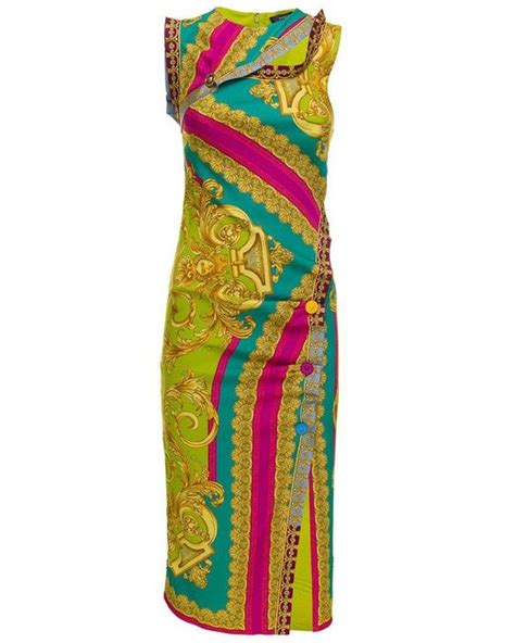 Versace Synthetic Baroque Pattern Sleeveless Cut Out Dress Lyst Canada