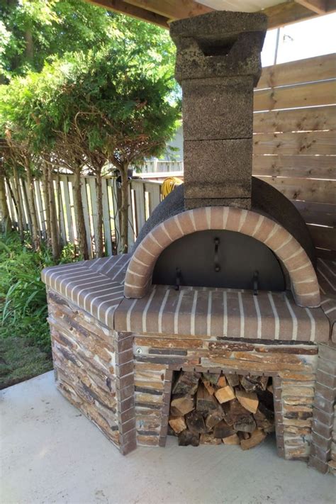 Firebrick Outdoor Kitchen With Large Pizza Oven With Stone Rotisserie