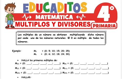 Ejercicios De Múltiplos Y Divisores Para Cuarto De 46 OFF