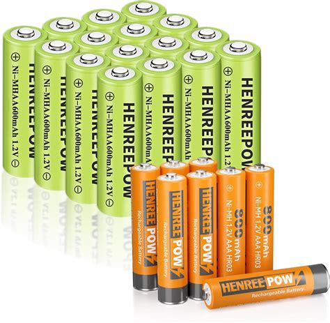 Henreepow Aaa800mah Aa600mah Rechargeable Batteries Triple A 800mah High Capacity 1