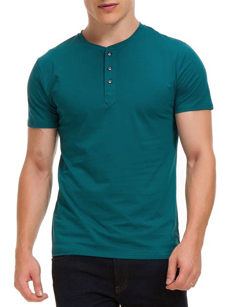 Boisouey Men S Casual Slim Fit Short Sleeve Henley T Shirts Cotton