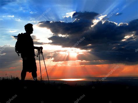 Hiker Silhouette at Sunset — Stock Photo © eric1513 #11368033