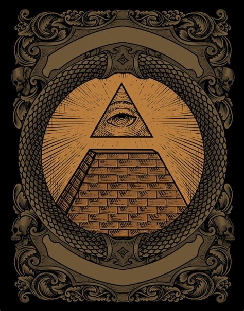 Premium Vector Illustration Illuminati Pyramid With Engraving Style