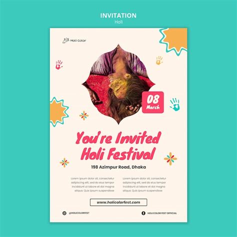 Free PSD Holi Celebration Invitation Template