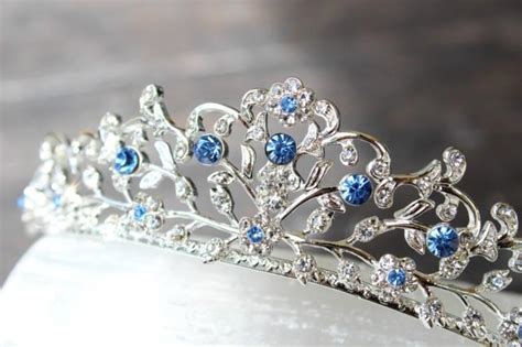 Something Blue Bridal Tiara, Swarovski Crystal Bridal Crown, Blue Tiara, Cinderella Tiara ...