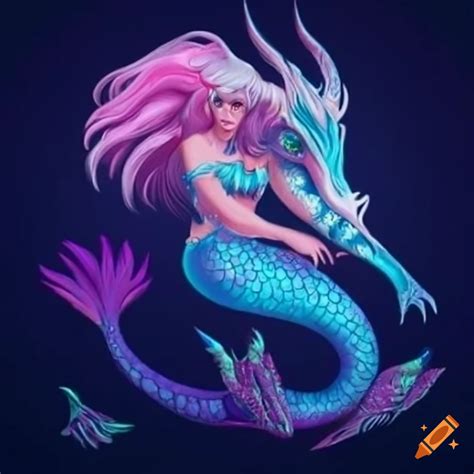 Art Of A Mermaid Dragon Hybrid With Colorful Fins On Craiyon