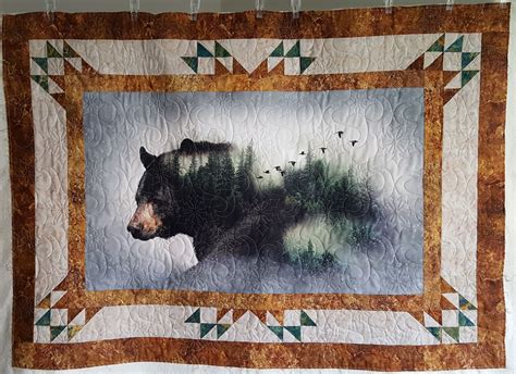 Call Of The Wild Bear Throw With Blowing Snow Quilt Pattern Wildlife Quilts Landscape Quilts