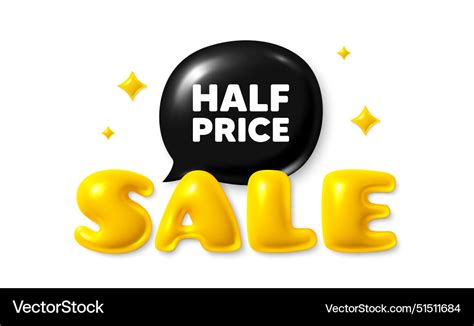 Half Price Tag Special Offer Sale Sign Text Vector Image